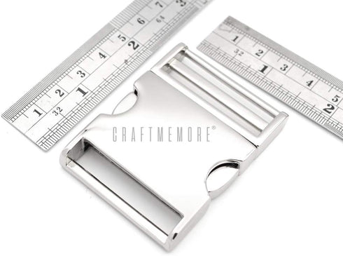 CRAFTMEMORE 1 pc 1-1/2 inch Metal Curved Side Release Buckle Adjustable Lock for Belt Backpacks Pet Collar (Gunmetal)...