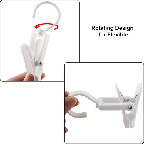 20 PCS Laundry Hooks Clip, Plastic Clothes Pins, Super Strong Hanger Clips, Swivel Hooks Clip for Clothing Store Home Office & Workshop, White & B...
