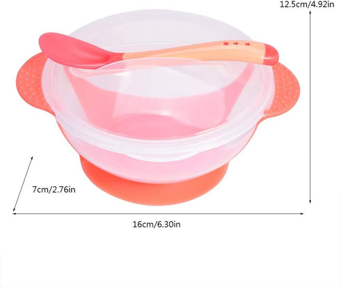 Suction Bowls for Baby, Children Slip Resistant Feeding Bowls with Sensing Spoon Cover for Home(Pink)...