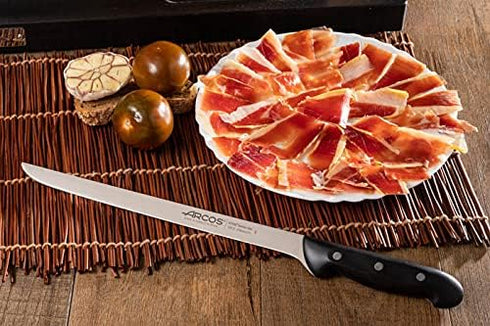 Arcos 11 Inch Flexible Ham Slicing Knife - Premium NITRUM Stainless Steel Blade - Ergonomic Black Polypropylene Handle. Maitre Series...
