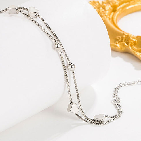 925 Sterling Silver Bracelets for Women Teens, Love Heart Charm Chain Bracelet Bangle Fashion Jewelry Gifts...
