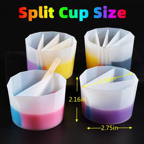 Silicone Paint Resin Pouring Split Cup, 4pcs (2-5 Channel) Pour Painting Supplies Kit for Fluid Art Acrylic Paint Resin Pouring, DIY Making tools ...