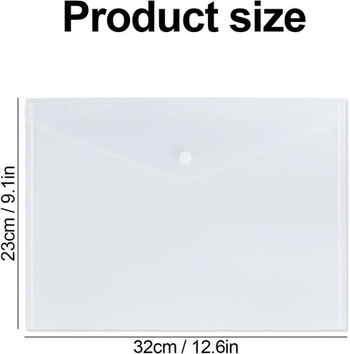Plastic Envelopes Poly Envelopes, 10 Pack Plastic Folders for Documents Clear File Folder, Document Holder Plastic Envelopes with Snap Closure...
