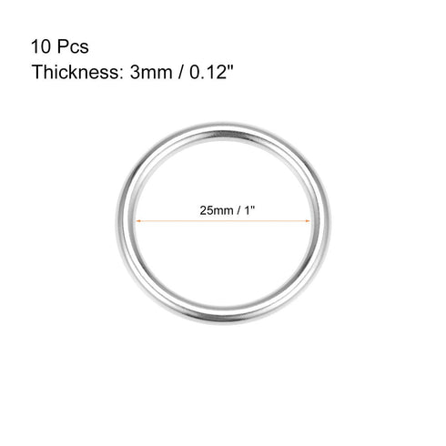 uxcell O Ring Buckle 25mm(1") ID 3mm Thickness Zinc Alloy O-Rings for Hardware Bags Belts Craft DIY Accessories, Silver Tone 10pcs...