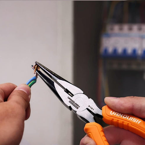 VANQUISH 8 Inch Long Needle Nose Pliers Industrial Grade Wire Cutters with Comfort Grip Handle (3131)...