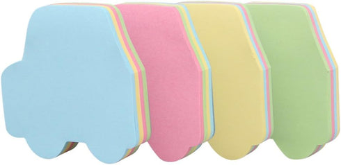 4PCS Car Shaped Sticky Notes, Colored Sticky Notes Car Pink Blue Green Yellow Cute Fun Cool Self-Adhesive Note for Kids School Classroom Office Co...