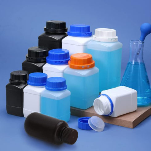 Othmro 10pcs 100ml/3.38oz Plastic Lab Chemical Reagent Bottles,10pcs 19.5mmx95mm(IDxH) Square Wide Mouth Liquid/Solid Sample Storage Container Sea...