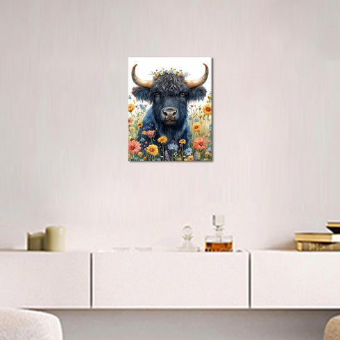 TUMOVO Paint by Number for Adults Highland Cattle Adults' Paint-by-Number Kits Flower Field Painting by Numbers for Adults DIY Adult Paint by Numb...
