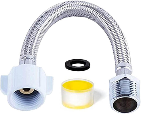 (1 pack) 6 inches Stainless Steel 7/8 male 7/8 female Extension Hose BRAIDED Solid seat with hard access Handheld Spray Hand Easy to tight with pl...