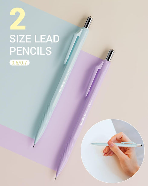 Nicpro 18PACK Aesthetic Mechanical Pencils Set, Cute Pencils 0.5mm & 0.7mm with 360PCS Lead Refill, Erasers for Student Writing & Drafting & Sketc...