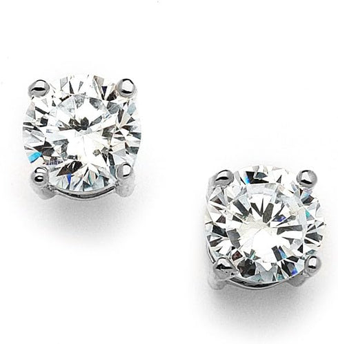 Mariell Cubic Zirconia Crystal Stud Earrings, 2 Carat Round CZ Solitaire, Imitation Diamond Earrings....