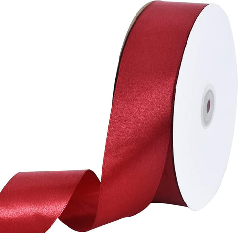 TONIFUL 1-1/2 Inch (40mm) x 100 Yards Dark Red Claret Wide Satin Ribbon Solid Fabric Ribbon for Gift Wrapping Chair Sash Valentine's Day Wedding B...