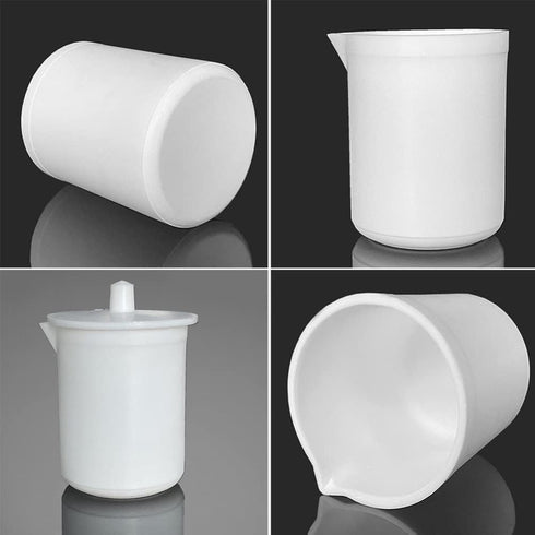 Plastic Graduated Beaker Lab Beaker PTFE Science Beaker Measuring Liquid Container Beakers 250ML Measuring Cups with Handle and Spout Laboratory E...