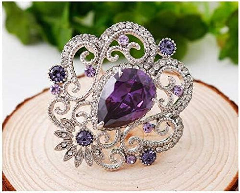 Crown Cubic Zirconia Brooch Pin for Women Wedding Clothing Bouquet Accessory-Purple...