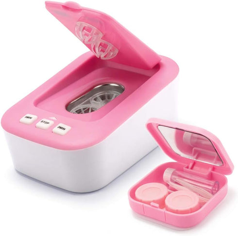 Ultrasonic Contact Lens Cleaner Machine, Ofone Contact Lens Cleaning Case for Soft Hard RGP Lenses, Including Remover Tool, Tweezers & Solution Bo...