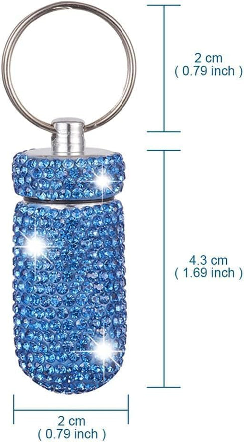 Purple Pill Holder Keychain, Holder Pill Container Keychain Mini Size Waterproof and Light Weight Portable Pill Bottle Case, Bling Aluminum Key Ch...