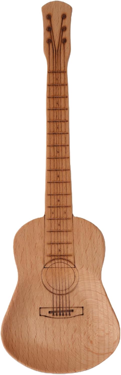 Guitar Shape Rockin Wooden Novelty Spatula Salad Server 10.5-inch for Flipping Cooking Gift for Music Enthusiasts (Acoustic Guitar)...