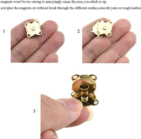 Hahiyo 19.1mm Length Magnetic Buttons Close Effortlessly Strong Bond Manageable Apart Easy Glue Sew-On Fastener Snap Clasps Gold 12 Pieces for Clo...