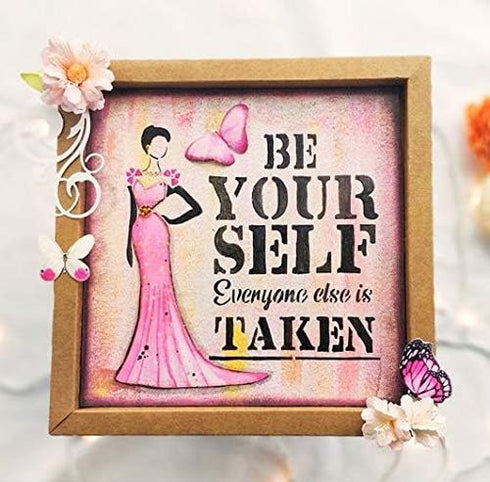 CrafTreat Stencils for Painting on Wood, Canvas, Paper, Fabric, Floor, Wall and Tile - Motivational Quotes Bundle - 5Pcs - Size: 6x6 Inches Each -...