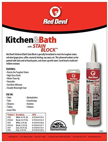 Red Devil 075522 Kitchen & Bath Stain Block Sealant, 1-Pack, Biscuit...
