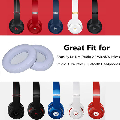 Studio2.0 Replacement Earpads Ear Pad Cushion Cover Compatible with Beats by Dr.Dre Studio 2 Wired/Wireless & Studio 3.0 Over-Ear Headphones (Whit...