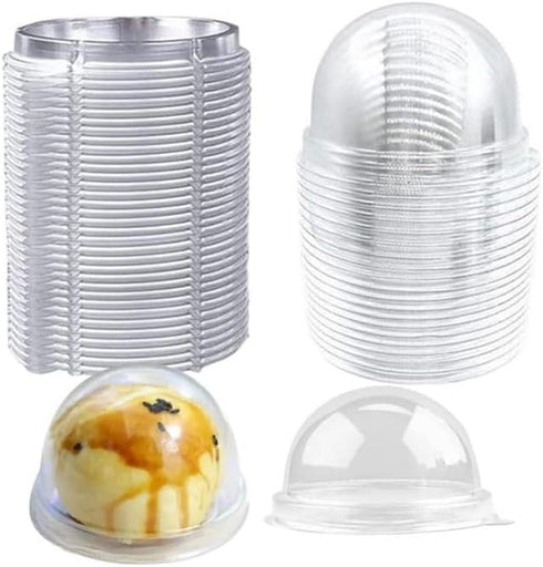 Hewnda 50 Pack 2 Inch of Clear plastic mini cake box muffins box cookies cookies muffins dome box wedding birthday gift box (silver)...