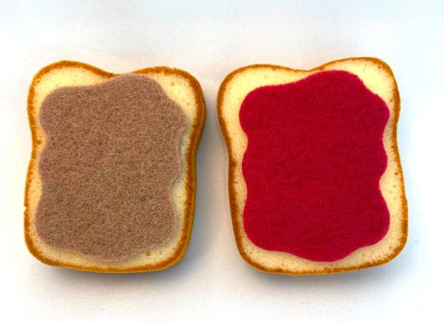 2-Count Fun PB&J Toast Dish Washing Compressed Cellulose Sponge with Socuring Pad for Kitchen Cleaning Supplies (1)...