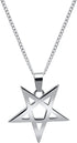 Stainless Steel Inverted Pentagram Inverted Star Pentacle Necklace and Pendant...