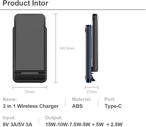 3 in 1 Multi-Function Wireless Charger Stand...