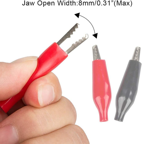 60 Pack 1.4''/35mm Silver Tone Alligator Clips,DanziX Crocodile Silver Tone Nickel Plated Electric Test Clamps with Red/Black Protective Insulatio...