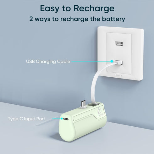 Mini Portable Charger 5000mAh, USB C Power Bank Charging Battery Pack, External Backup Phone Charger for iPhone 15, Android Phones, Galaxy S23, S2...