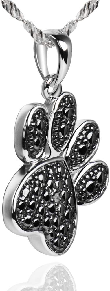 925 Sterling Silver Cubic Zirconia Animal Kitten Cat Paw Print Dolphin Pendant Necklace 17" / 18" Chain (Paw Print)...