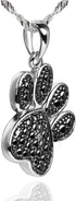 925 Sterling Silver Cubic Zirconia Animal Kitten Cat Paw Print Dolphin Pendant Necklace 17" / 18" Chain (Paw Print)...