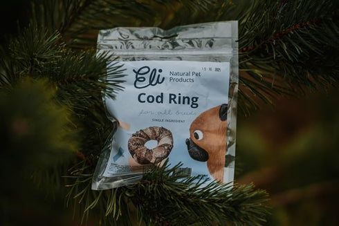 Eli Cod Skin Ring 3 Pack - Naturals Premium Dog Treats, Fish Skin Dental Treats, Rich in Protein & Omega 3, Low in Fat, Grain Free, Single Ingredi...