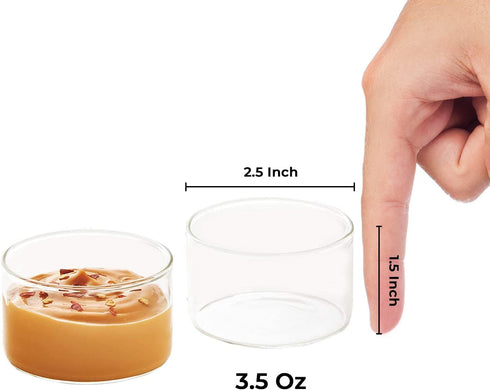 Borosil Small Glass Bowl for Dessert, 3.5 Oz, Set of 6, Mini Ramekins for Baking, Lightweight Borosilicate Glass, Clear Glass Bowls for Serving Di...