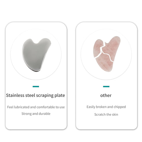 Stainless Steel Gua Sha - Metal Gua Sha, for Face, Neck, Body Skin Care Tools, Muscle Relaxing and Relieve Fine Lines and Wrinkles, Durable Stainl...
