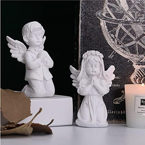 Cherubs Angels Resin Garden Statue Figurine, Adorable Angel Sculpture Memorial Statue, Indoor Outdoor Home Garden Decoration (Praying Cherub-Girl)...