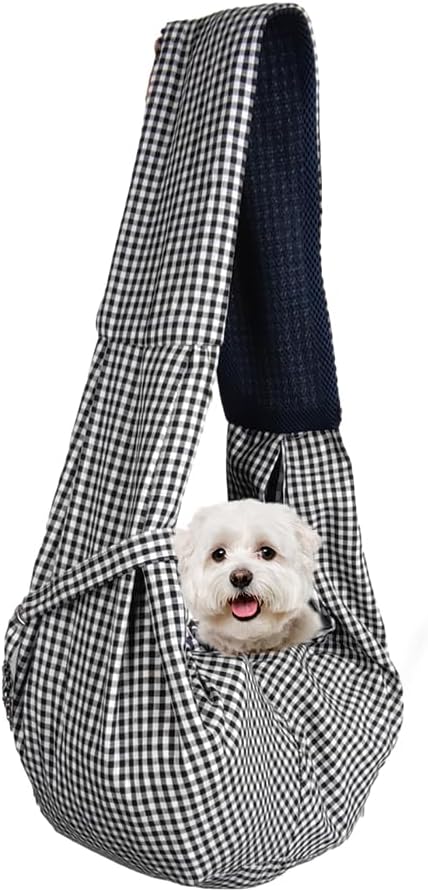 Dog Cat Sling Carrier Adjustable Strap Travel Hands Free Safe Bag Small Puppy Backpack for Outdoor Travel...