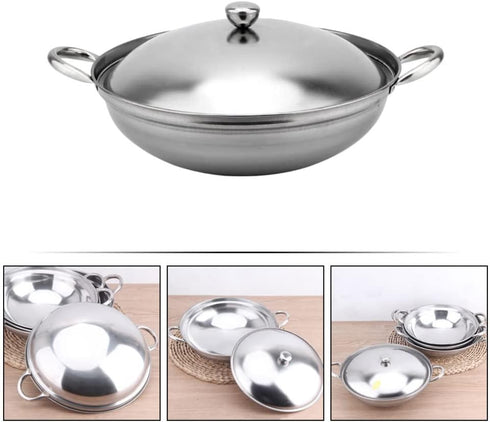 UPKOCH Stainless Steel Hot Pot Pan: 22cm Metal Shabu Shabu Hot Pot Stir Fry Pan Non Stick Hot Pot with Lid and Handle for Kitchen Cooking...