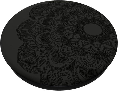 Black Carnation Mandala Floral Lotus Retro Art Zen Yoga Gift PopSockets Adhesive PopGrip...
