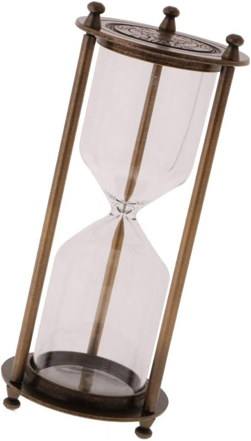 Retro Metal Sandglass Empty Hourglass Sand Timer Without Sand for Home Office Decoration (Bronze - L)...