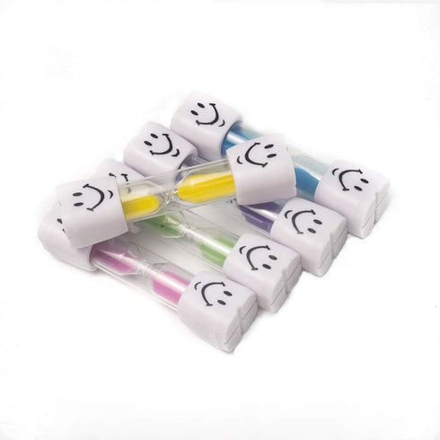 Dadam 2 Minute Sand Timer Set of 5 - Smiley Sand Timers Set for Brushing Children's Teeth - 5 Color Colorful Hourglass Timer - Easy to Use for Kid...