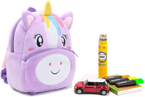 NICE CHOICE Cute Toddler Backpack Toddler Bag Plush Animal Cartoon Mini Travel Bag for Baby Girl Boy 2-6 Years(Puple Unicorn)...