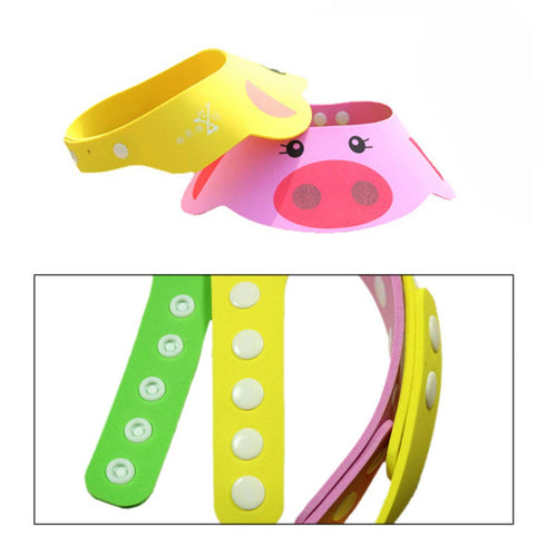 3PCS Baby Shower Bathing Cap Cartoon Frog Pig Bear Shampoo Hat Protection Bathing Visor Cap with Four Gear Adjustments By Rely2016...