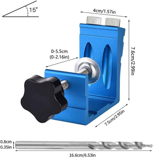 46Pcs Pocket Hole Jig Kit, 15 Degree Pocket Hole Jig with Drill Guide Joint, Adjustable Woodworking Inclined Hole Locator, Carpentry DIY Wood Work...
