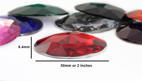 50mm Extra Large Flat Back Round Acrylic Rhinestones Plastic Circle Gems for Costume Making Cosplay Jewels Pro Grade Embelishments - 4 Pieces (Cry...