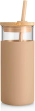 Tronco 20 oz Glass Tumbler with Lid & Straw - Iced Coffee Cup & Smoothie Cup With Silicone Sleeve | BPA-Free, Dishwasher Safe | Reusable Glass Cup...
