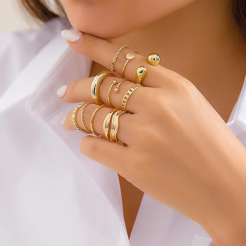 FUTIMELY 14K Gold Stackable Knuckle Rings Set for Women Teen Girls,Aesthetic Silver 10Pcs Trendy Dainty Open Midi Rings Set,Midi Finger Rings Pack...