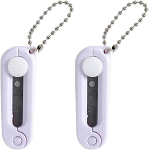 2pcs purple Folding Scissors, Safe Portable Travel Scissors,Foldable Funny Telescopic Cutter,with Key chain for Cutting, Scrapbooking, Crafting, S...