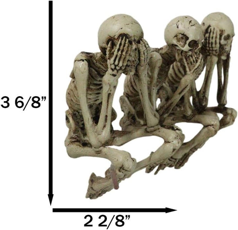 Ebros Gift Whimsical Gothic See No Evil Hear No Evil Speak No Evil Skeletons Shelf Sitter Figurines 3.75" Tall Ossuary Macabre Decor Accent...
